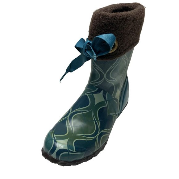 BOGS Becca Teal Swirl Print Fleece Lined Mid Calf Boots - Picture 2 of 10